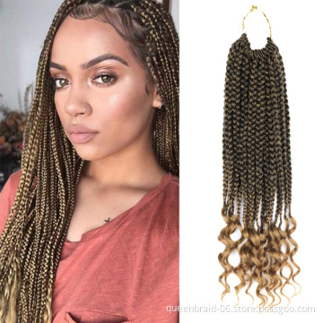 3S Wavy Box Braids Crochet Braid Hair Extensions with Curly Ends Synthetic With Wavy Free End Crochet Braids